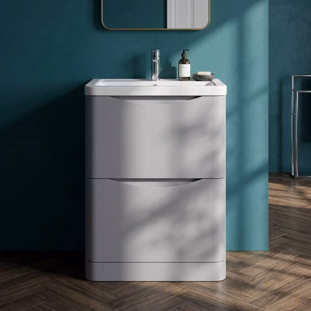 Balterley Dunwood Contemporary 2 Drawer Vanity Basin Unit, Satin Grey, W: 60 cm – 2