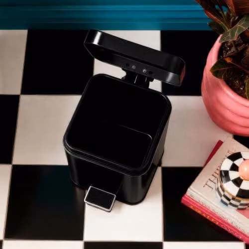 Harbour Housewares Pack of 2 Square Stainless Steel Pedal Bins, 3L, Black – 4