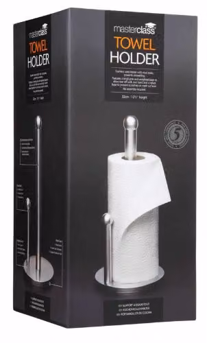 MasterClass Freestanding Stainless Steel Kitchen Towel Holder, Silver, Height: 32 cm – 2