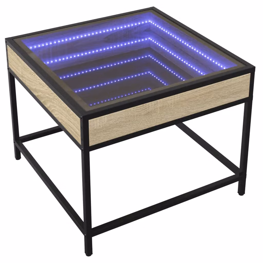 Berkfield Home Infinity LED Coffee Table in Sonoma Oak Brown, W/D/H: 50 x 50 x 41 cm – 3