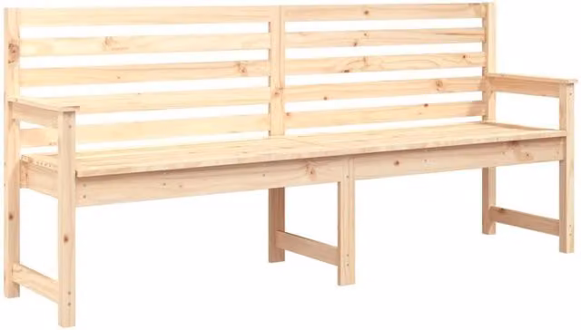 Berkfield Home Rustic Solid Wood Pine Garden Bench in Light Brown, W/D/H: 203.5 x 48 x 91.5 cm – 1