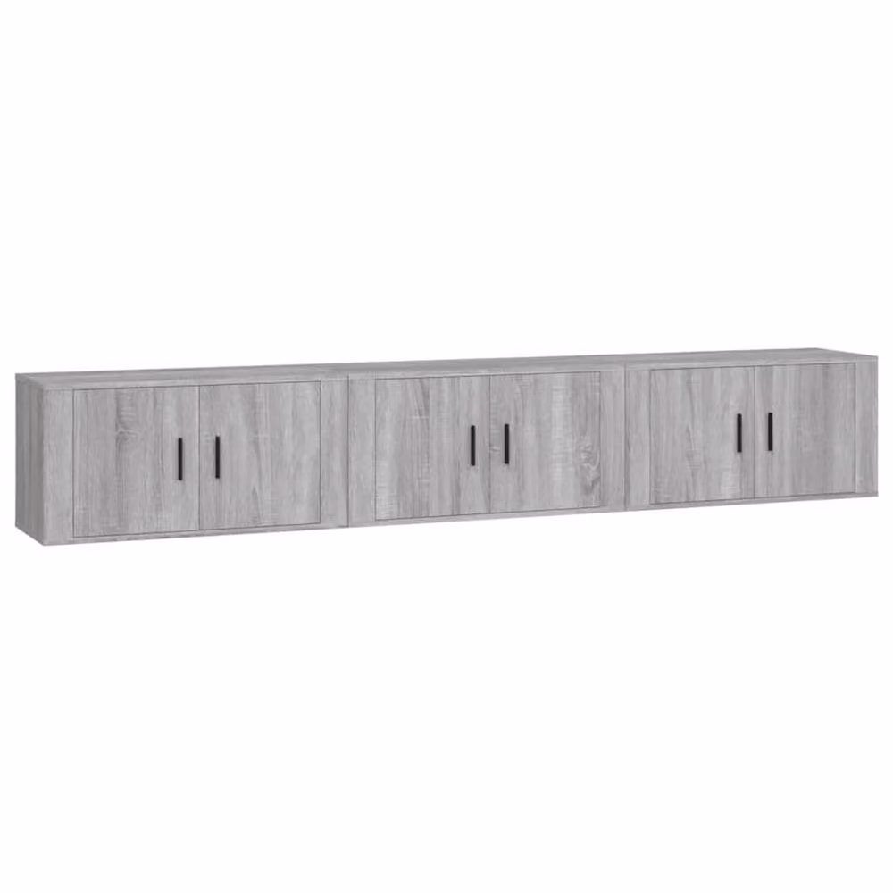 Berkfield Home Classic Wall-mounted TV Cabinets, 3 Piece Set in Grey, W/D/H: 80 x 34.5 x 40 cm – 3