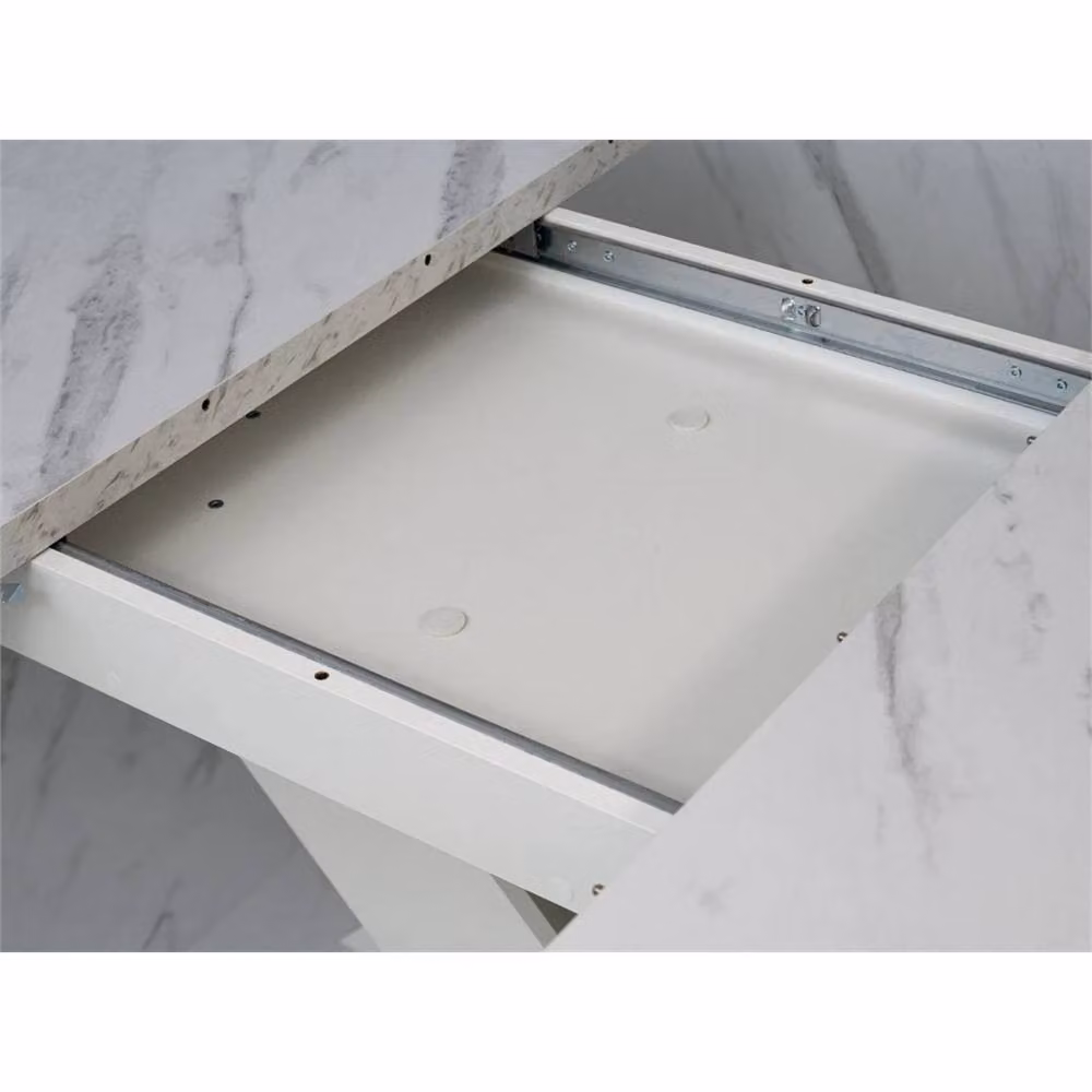 Nordara Modern White Marble Effect Extendable Rectangular Dining Table – 2
