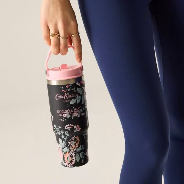 Regatta Cath Kidston Floral Stainless Steel Insulated Tumbler, Black, 0.9 l