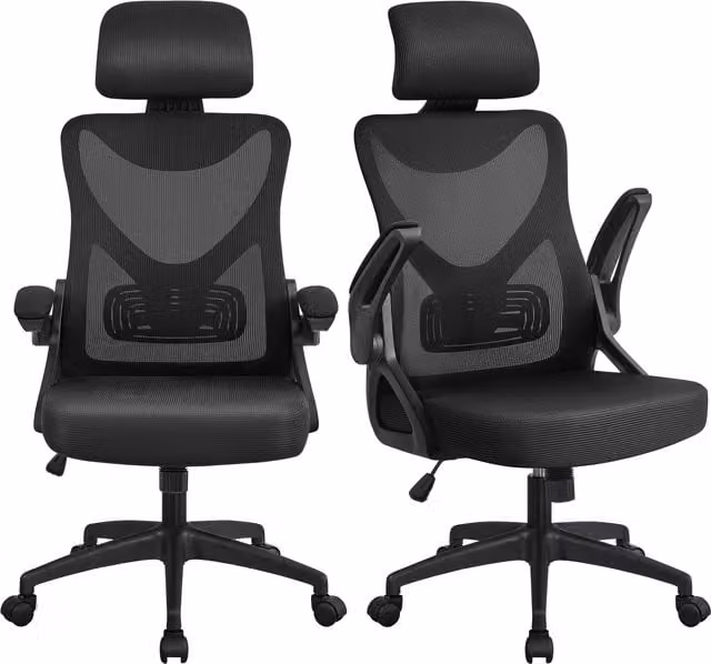 Yaheetech Ergonomic High Back Office Chair in Black with Headrest and Armrests