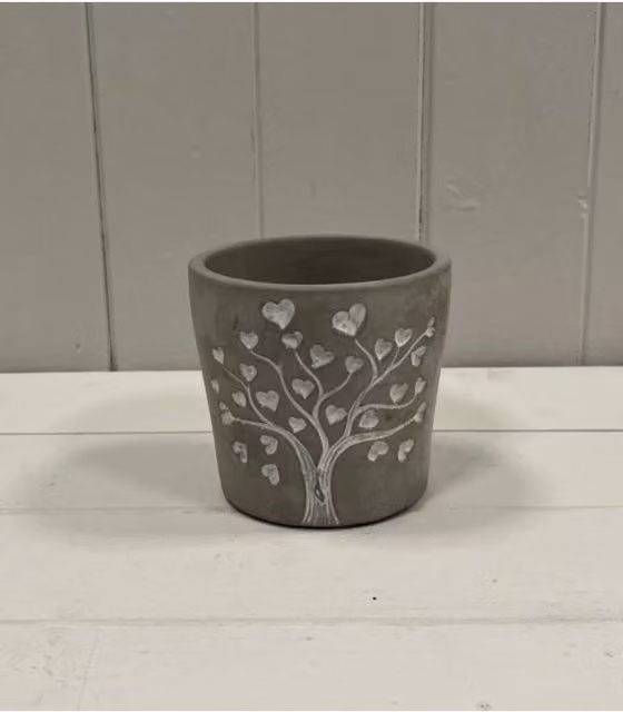 KDMD Grey Rustic Concrete Love Tree Tabletop Pot