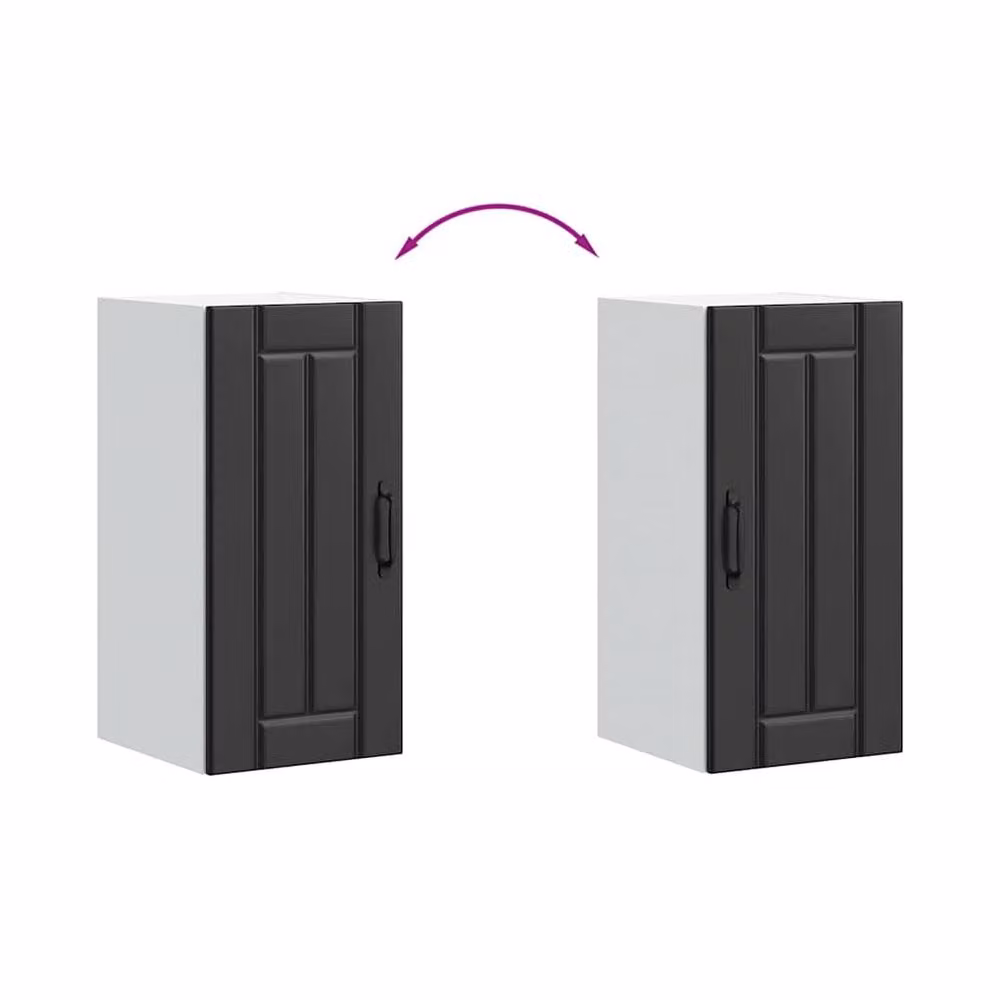 Berkfield Home Lucca Wall Mounted Kitchen Cabinet in Black Matt MDF, W/D/H: 60 x 30 x 31 cm – 4