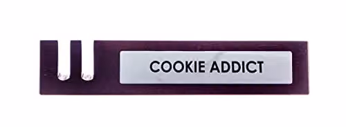 Boxer Gifts Cookie Addict Wooden Desk Sign and Biscuit Holder in Brown and Black