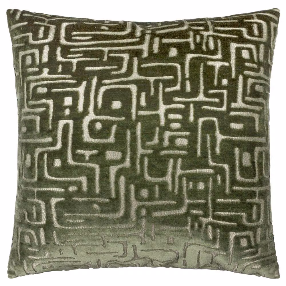 HOEM Soren Cut Velvet Abstract Square Cushion in Green, W/D/H: 45 x 45 x 45 cm – 2