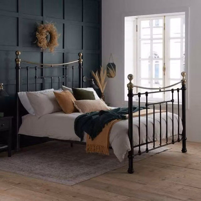 Birlea Bronte Metal Bed in Black, King Size (W: 180 cm, D: 200 cm)