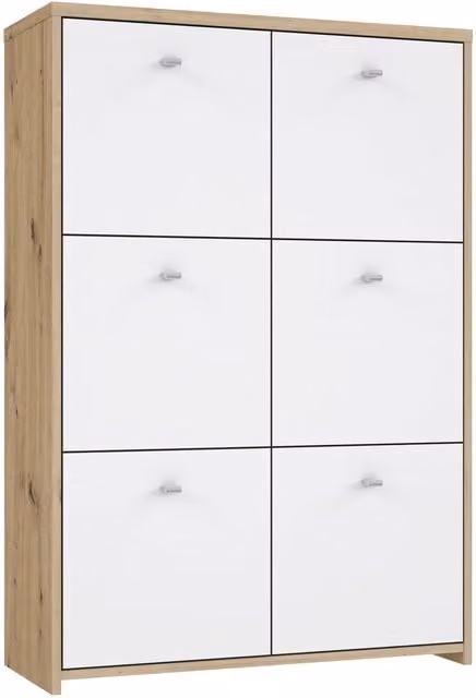 Furniture To Go Modern 6-Door Freestanding Storage Cabinet in Brown and White