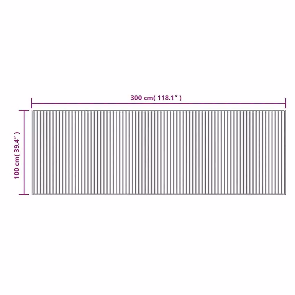 Berkfield Home Rectangular Bamboo and Polypropylene Rug in Black, W: 100 cm, D: 300 cm – 6