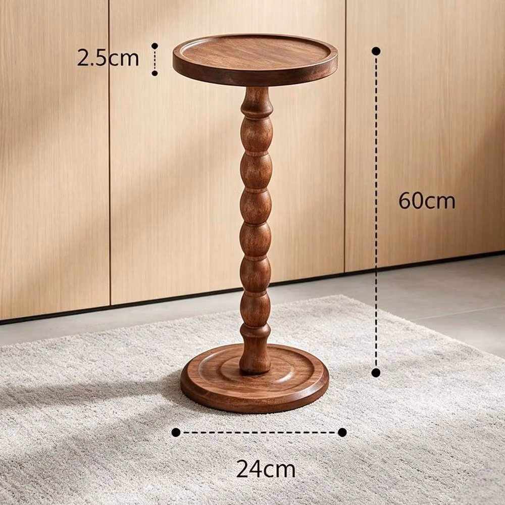 FORGEVIO Solid Oak Wood Round Side Table in Rustic Brown – 2