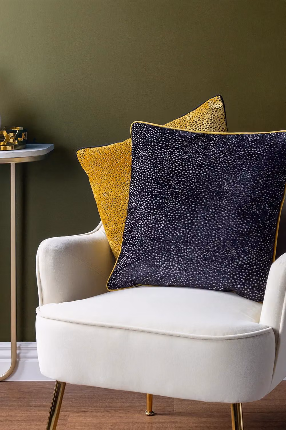 Paoletti Estelle Square Dotted Velvet Cushion in Black and Gold, W/D/H: 45 x 45 x 45 cm – 4