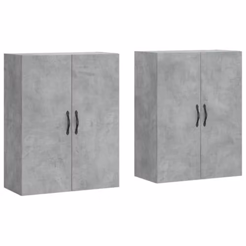 vidaXL Set of 2 Modern Wall Mounted Storage Cabinets in Concrete Grey Engineered Wood – 1