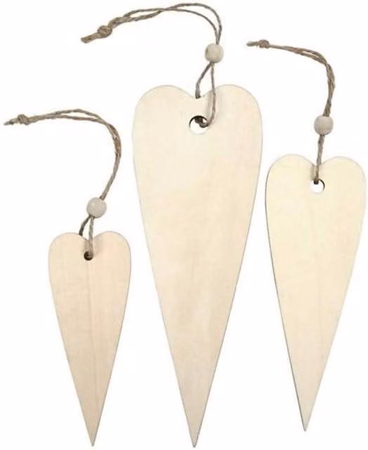 KDMD Pack of 9 Natural Wooden Blank Heart Pendants for Christmas Crafts