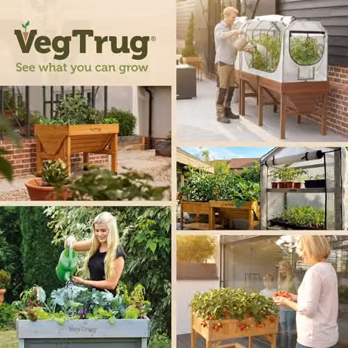 VegTrug Classic Wood Raised Bed Planter in Brown, W: 104 cm, D: 76 cm, H: 80 cm – 8