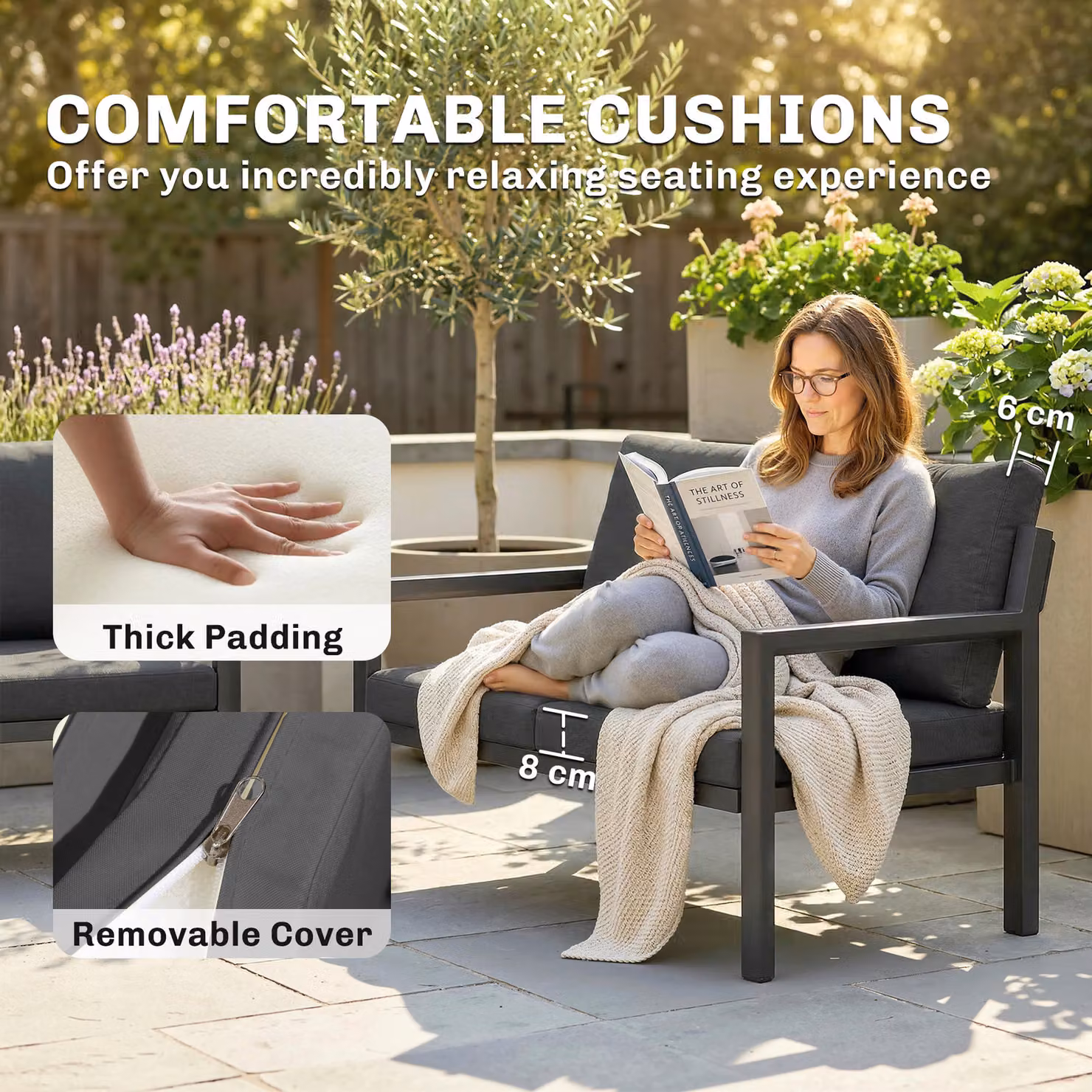 Outsunny 4 Seater Rattan Garden Furniture Set with 2 Armchairs, 2 Seater Sofa, and Coffee Table in Dark Grey – 6