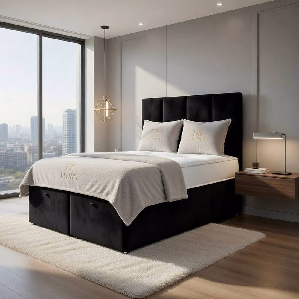DS Living Harmony Black Velvet Upholstered Ottoman Bed, W/D/H: 90 x 200 cm – 3