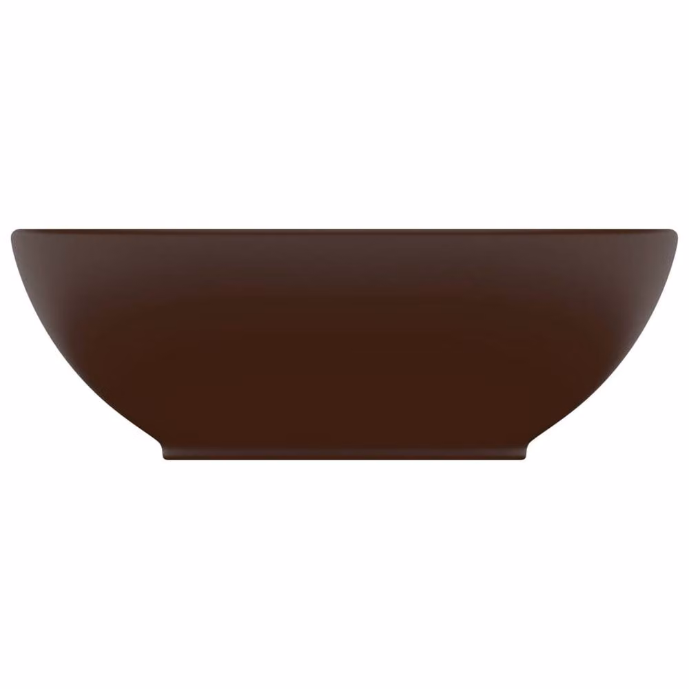 Berkfield Home Luxury Oval Ceramic Basin in Matt Dark Brown, W: 40 cm, D: 33 cm – 3