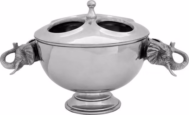 Premier Housewares Yala Elephant Wine Cooler with Lid in Silver