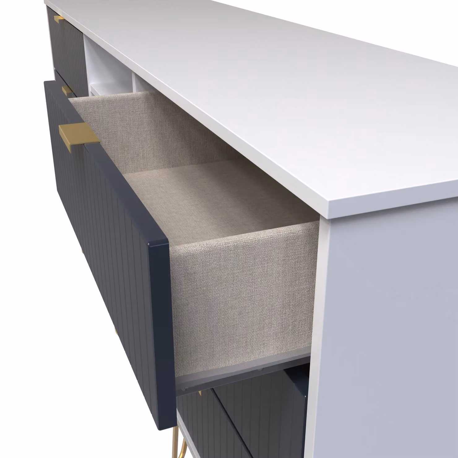 2 U Bexley Ready Assembled 6 Drawer Sideboard in Dark Blue and Gold – 4