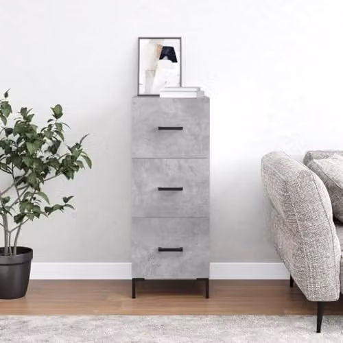 vidaXL Modern Sideboard in Concrete Grey, W/D/H: 34.5 x 34.5 x 90 cm – 2