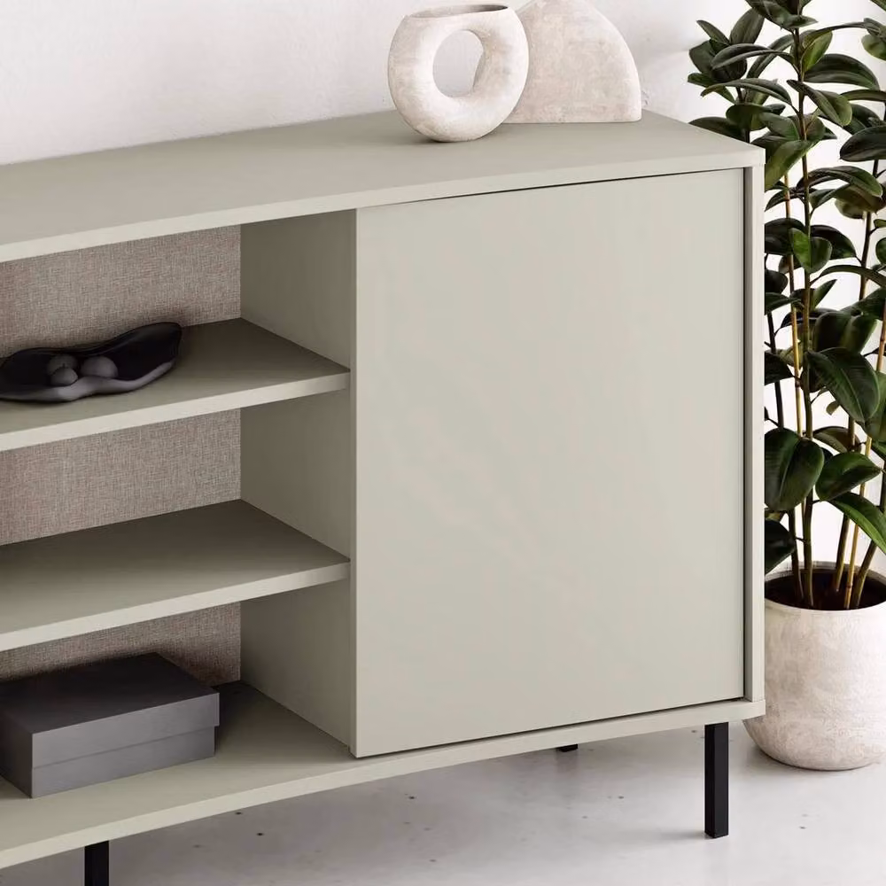 KORVIXA 2 Door Curved Sideboard in Green with Black Metal Legs, W/D/H: 100 x 100 x 100 cm – 3