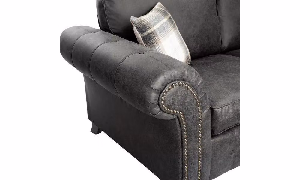 LUXURY LIFE Oakley 2 Seater Suede Fabric Sofa in Anthracite Grey – 3