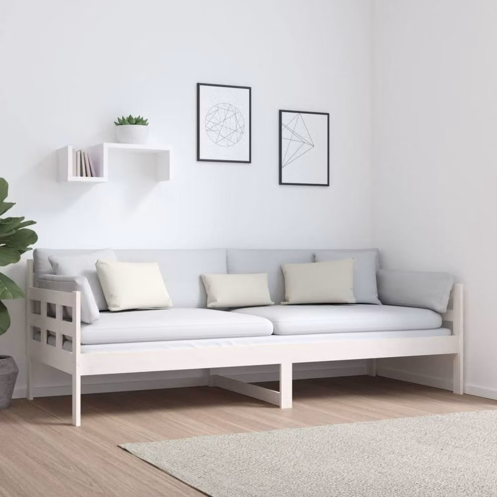 Berkfield Home Beautiful Day Bed in White Solid Wood Pine, W/D/H: 200 x 80 x 69.5 cm – 2