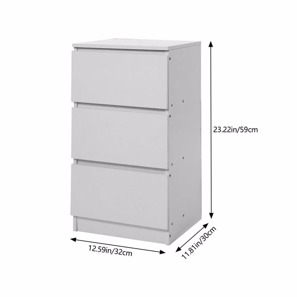 Ventryn White 3 Drawer Slim Bedside Storage Cabinet – 2