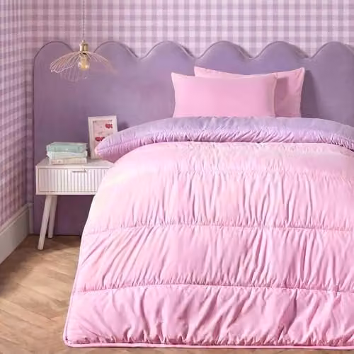 OHS Double Coverless 10.5 Tog Reversible Duvet and Pillowcase Set in Pink, Lilac or Purple, W/D/H: 200 x 200 cm – 1