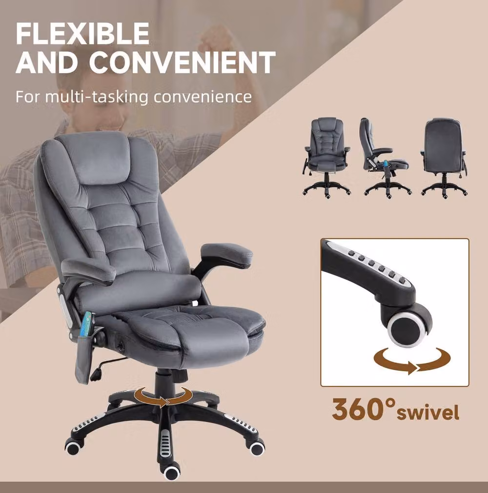 STILVORA Grey Massage Recliner Chair with Heating and Armrests – 5