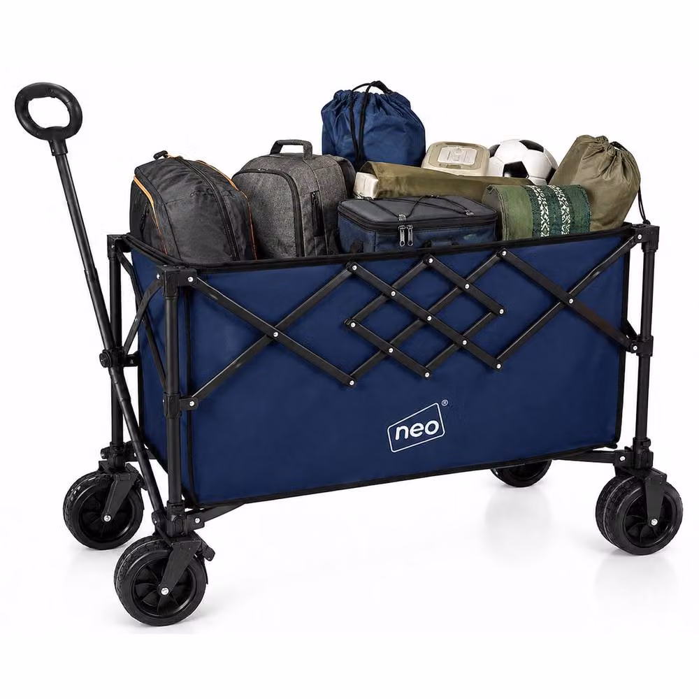 Neo XL Heavy Duty Folding Wagon Cart with Adjustable Handle, 300L, Mid Navy Blue – 7