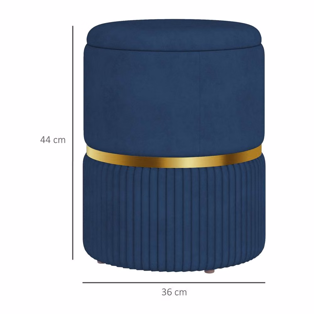 STILVORA Blue Velvet Storage Footstool with Cushion Top – 4