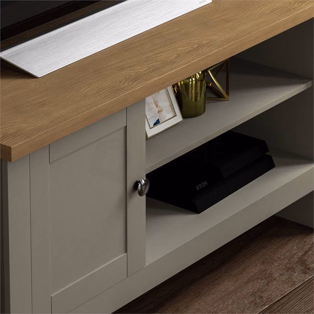 SPETLEK Modern TV Cabinet Stand and Sideboard with 1 Door in Grey and White – 3