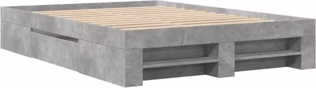 Berkfield Home Durable Bed Frame with Drawers, Concrete Grey, W/D/H: 135 x 190 x 33 cm