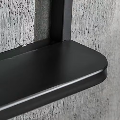 HOMCOM Modern Square Wall Mirror with Storage Shelf, Black, W: 70 cm, H: 50 cm – 5