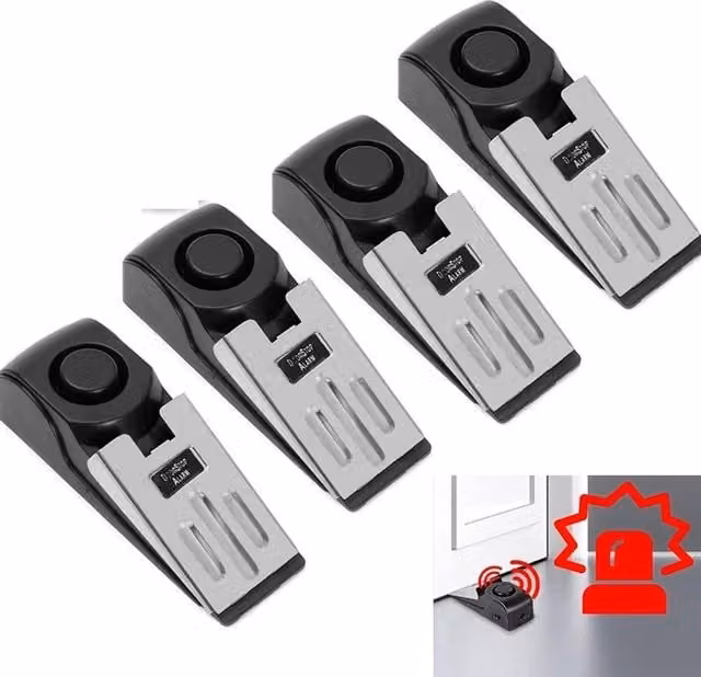 PAWNORA 4-Pack Silver and Black Stainless Steel Door and Window Sensor Alarms