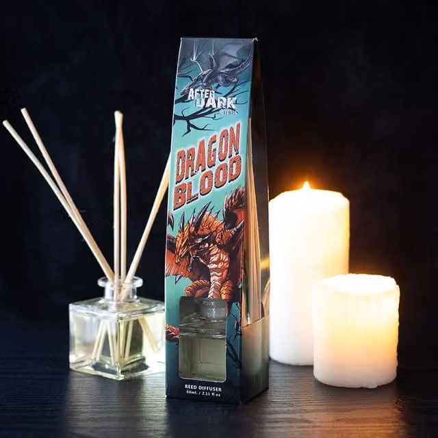 Kingsbury Gifts After Dark Dragon Blood Reed Diffuser with Transparent Glass and Wood Elements