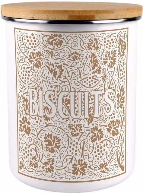 Purely Home Yellow Oak Leaves and Berries Extra Large Enamel Metal Biscuit Tin
