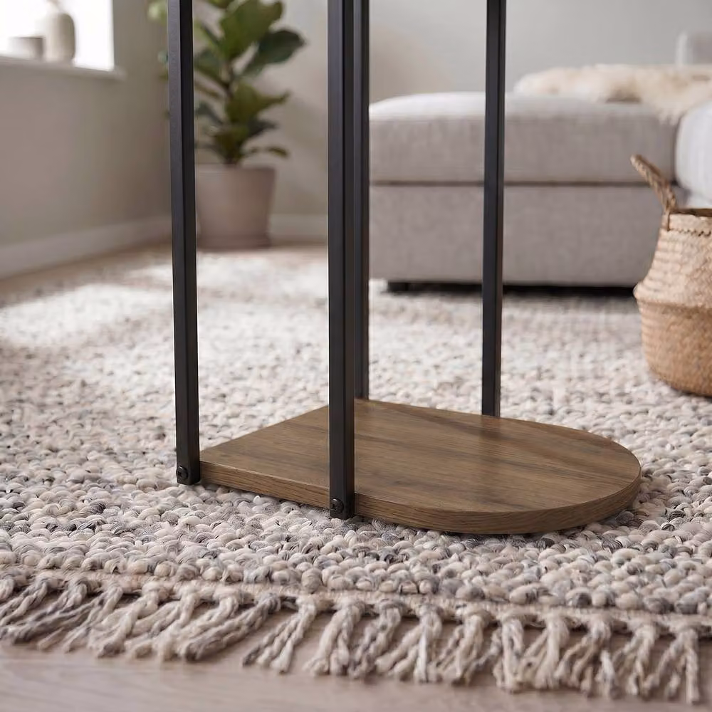 Decortie Roya Half-Round Side Table with Metal Frame in Brown – 3
