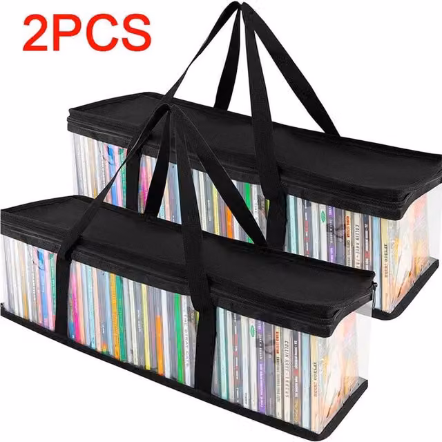 SPETLEK 2X Large Clear DVD and CD Storage Organiser in Black