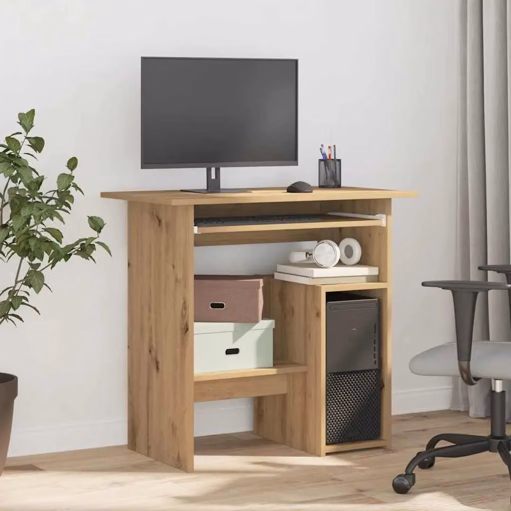 Berkfield Artisan Oak Writing Desk in Brown, W/D/H: 80 x 45 x 74 cm – 3