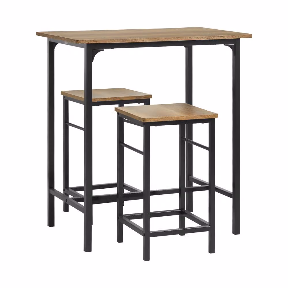 SoBuy Industrial Bar Table and Stool Set in Black and Brown – 2