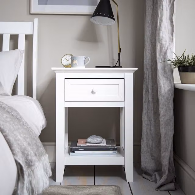 Noa and Nani Torsby Bedside Table with Drawer in White, Height: 66 cm