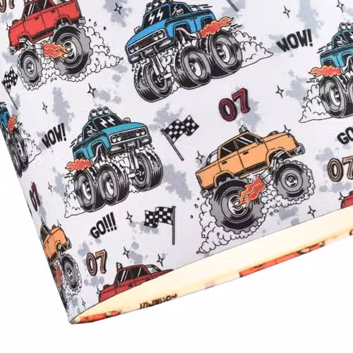 Happy Homewares Modern Multicolour Monster Trucks Childrens Fabric Round Drum Lamp Shade, Diameter: 25 cm – 2