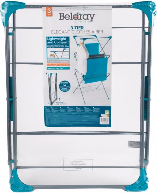 Beldray 3-Tier Elegant Foldable Clothes Airer - Grey