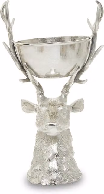 Orsina Antler Stag Head Reflective Metal Centrepiece Bowl in Silver – 1