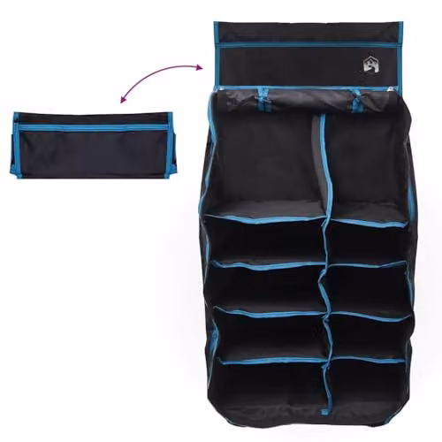 vidaXL Hanging Tent Organizer with 10 Pockets, Black, W: 40.5 cm, D: 25 cm, H: 80 cm – 5